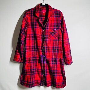 Victoria's Secret Womens Red Plaid Lounge Leisure Y2K Flannel Night Shirt Size L
